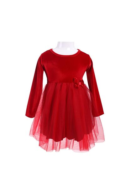 Breeze Kiz Cocuk Kadife Elbise Tullu Kirmizi 1 5 9 Yas Trendyol