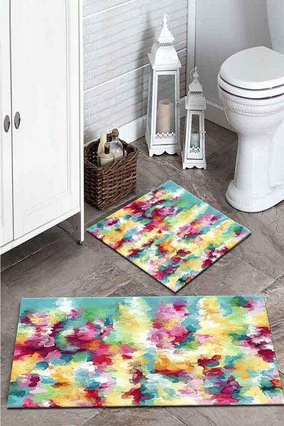 Hazar Hali Yagliboya Baskili Banyo Paspas Takimi Trendyol