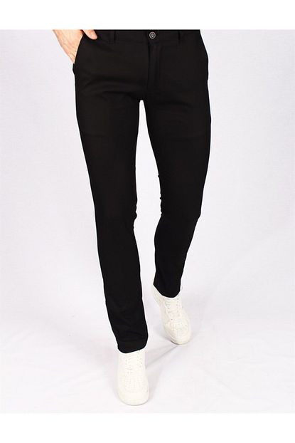 Twenhil Erkek Siyah Keten Slim Fit Pantolon Trendyol
