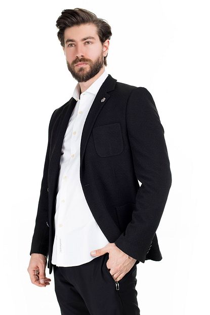 Avva Erkek Siyah Mono Yaka Armurlu Slim Fit Torba Cepli Ceket A01y4043 Trendyol