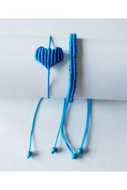 Premium Only Kalpli Ve Orgu Makrome Ayarlanabilir Bileklik Seti Mavi Handmade El Yapimi Trendyol
