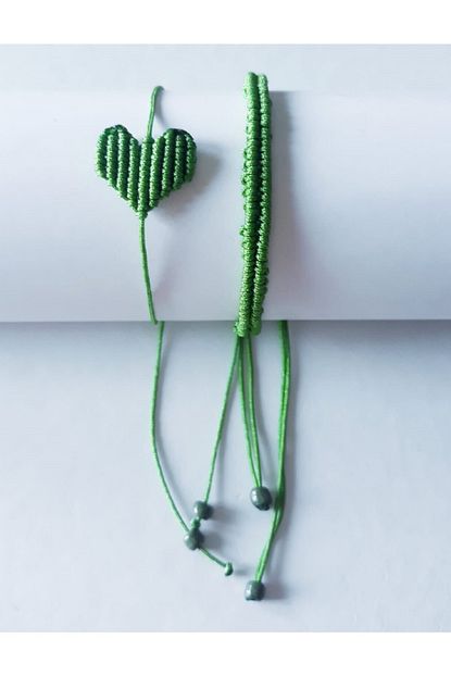 Premium Only Kalpli Ve Orgu Makrome Ayarlanabilir Bileklik Seti Yesil Handmade El Yapimi Trendyol