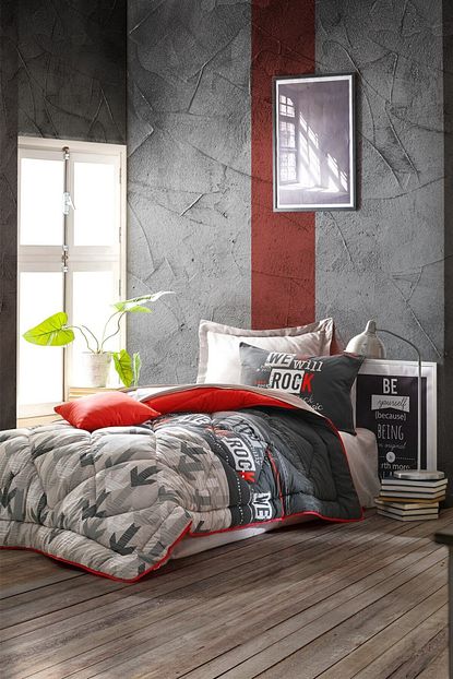 Cotton Box Genc Odasi Tek Kisilik Uyku Seti Rock Kirmizi Trendyol