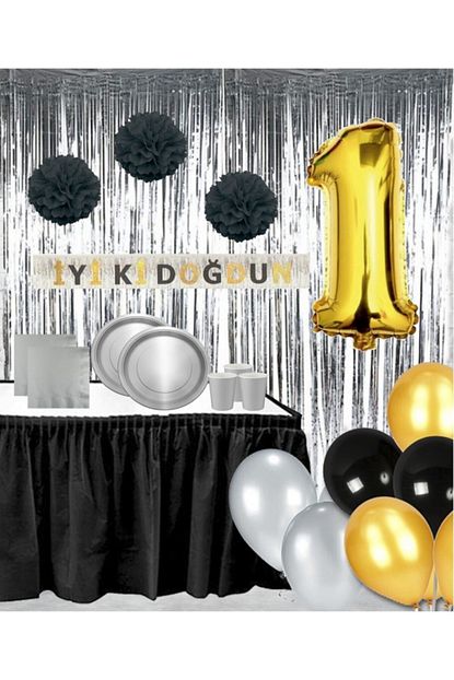 Cemrek Sus Parti Gold Gumus Siyah Dogum Gunu Seti 25 Kisilik Trendyol