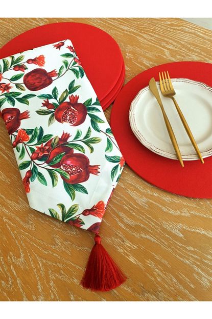 Else Home Collection Kirmizi Nar Runner 4 Adet Kirmizi Supla Set Trendyol