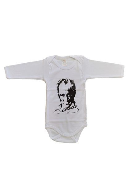 Seckin Baby Skr Uzun Kol Beyaz Ataturk Baskili Duz Citcitli Erkek Kiz Bebek Body Zibin Trendyol