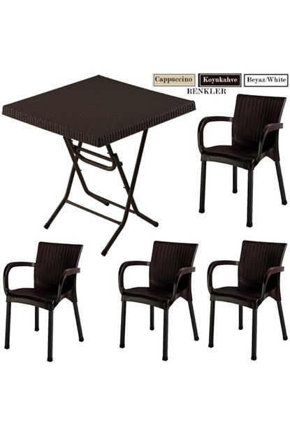 Comfort Rattan Balkon Bahce Masa Takimi Katlanir Masa 4 Koltuk Trendyol