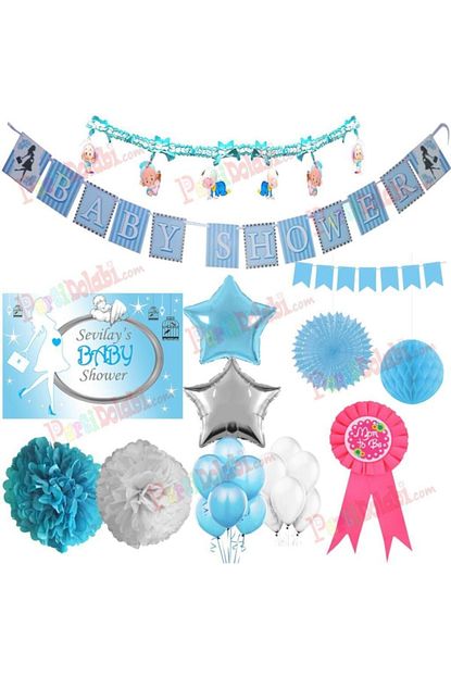 Partini Sec Erkek Baby Shower Partisi Poster Afisli Malzemeleri Konsept Seti Trendyol