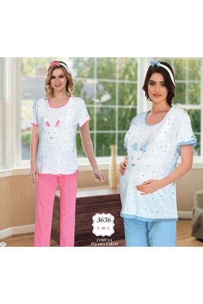 Kozaluks 3656 Spor Tavsanli Hamile Lohusa Pijama Takimi Trendyol