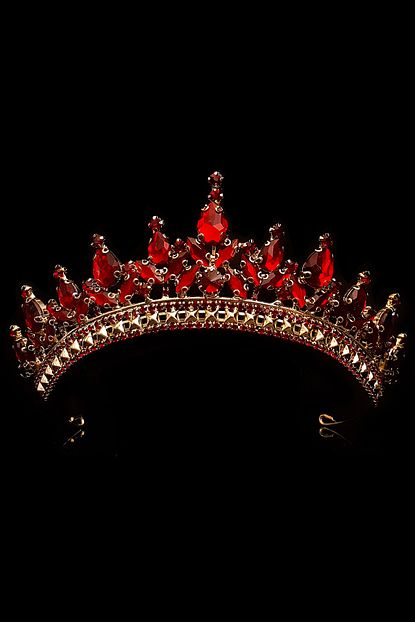 Mycrown 5 5 Cm Yuksekliginde Kristal Tasli Gelin Taci Gold Koyu Kirmizi Trendyol