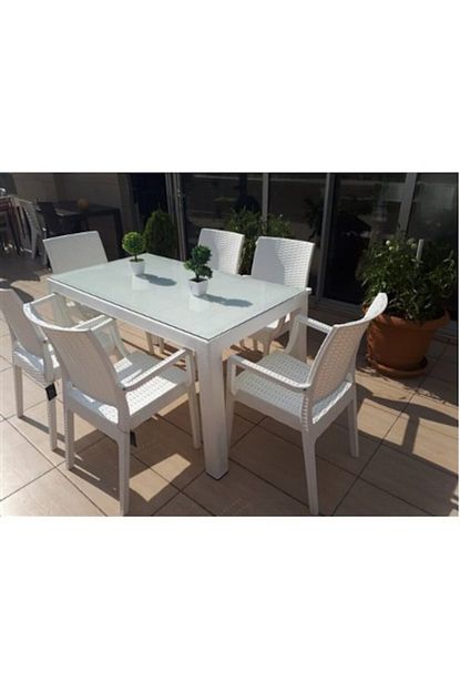 Aircomfort 80x140 Masa 6 Sandalye 6 Minder Rattan Takim Trendyol