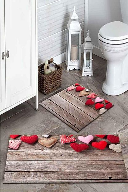 Hazar Hali Tahta Gorunumlu Baskili Banyo Paspas Takimi Trendyol