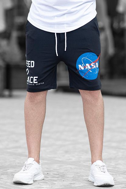 Madmext Nasa Baskili Siyah Erkek Sort 4248 Trendyol