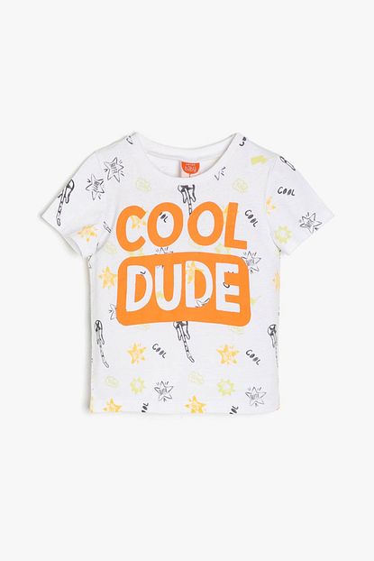 Koton Kids Ekru Erkek Bebek Yazili Baskili T Shirt Trendyol