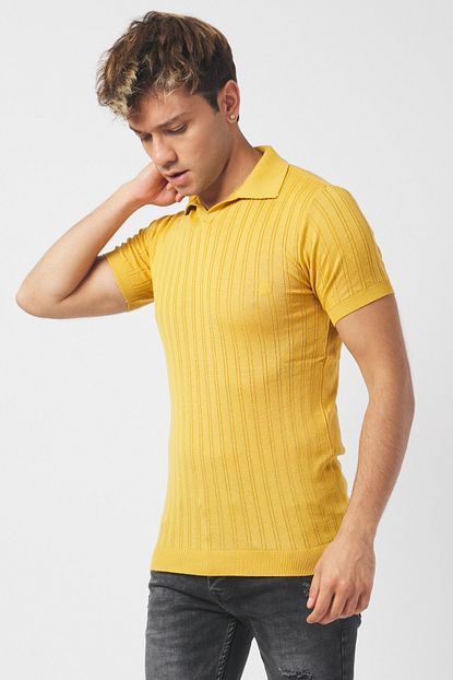 Jack Morino Erkek Polo Yaka Fitilli Model Kisa Kol T Shirt Trendyol
