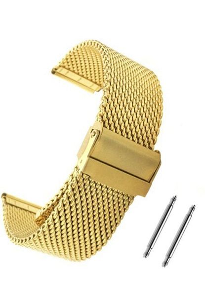 Trendburada 18mm Gold Renk Kalin Hasir Metal Saat Kordonu Kayisi Trendyol