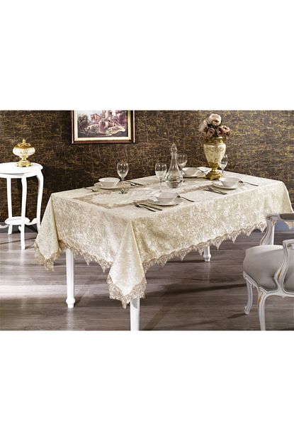 Finezza Pera Kadife Dantelli Ceyiz Masa Ortusu Trendyol