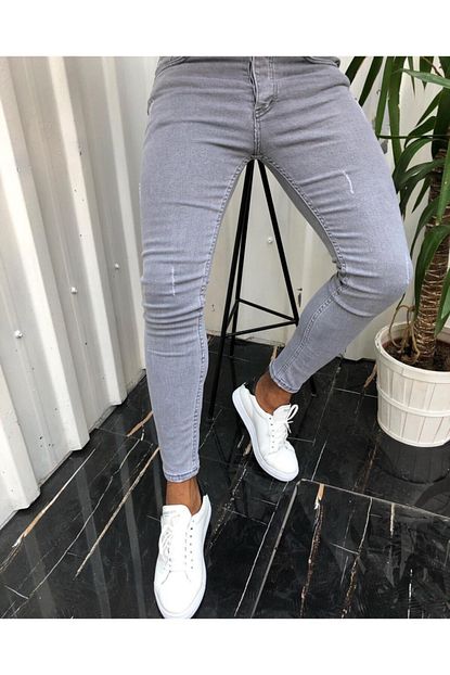 Ukdwear Erkek Gri Italyan Kesim Denim Blackhand Kot Pantolon Trendyol