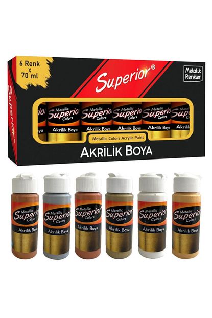 Superior Akrilik Boya 6 Renk X 70 Ml Yaldizli Renkler Trendyol