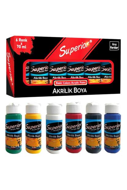 Superior Akrilik Boya 6 Renk X 70 Ml Ana Renkler Trendyol
