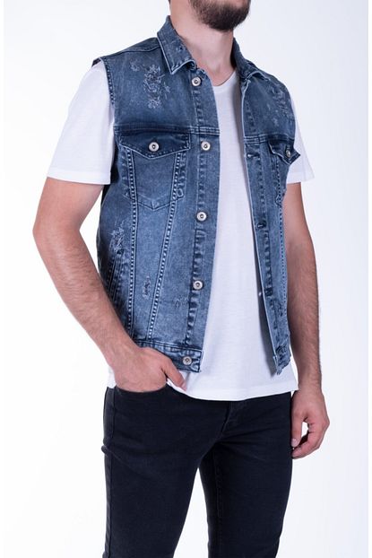 Zenet Jeans Erkek Slimfit Deep Blue Kot Yelek Trendyol