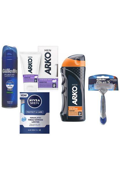 Arko Erkek Bakim Seti Nivea Losyon Kopuk Tiras Sonrasi Krem Gillette Tiras Jeli Trendyol
