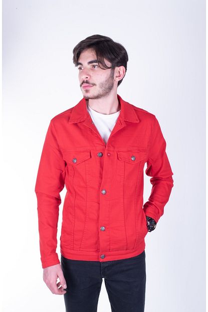 Zenet Jeans Erkek Slimfit Kirmizi Kot Ceket Trendyol