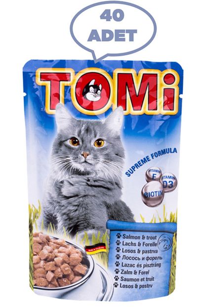 Tomi 40 Adet Somonlu Ve Alabalikli Yetiskin Kedi Yas Mamasi Pouch 100 Gr Trendyol