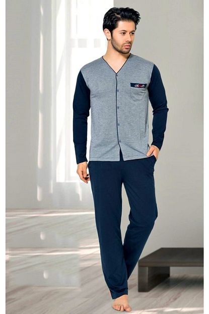 Alimer Erkek Yazlik Kisa Kollu Pijama Takimi Onden Dugmeli Trendyol