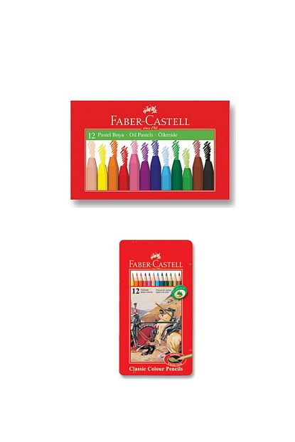 Faber Castell Kuru Boya 12 Renk Tam Boy Metal Kutu Pastel Boya 12 Renk Karton Kutu Trendyol