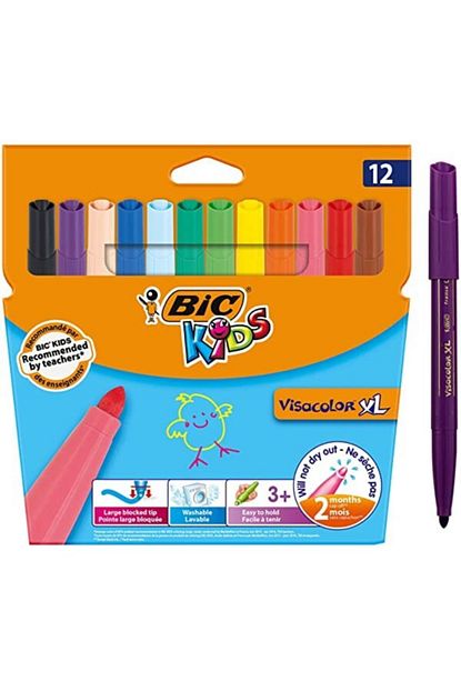 kids kalin keceli boyama kalemi xl visacolor 12 renk