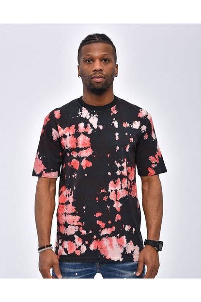 Calenzano Erkek Siyah Pembe Karisik Renkli Batik Boyali Sifir Yaka Rahat Kalip T Shirt Clzn 056 Trendyol