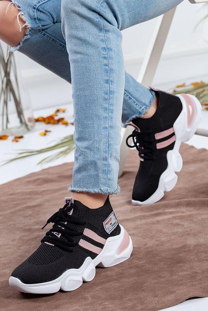 Meyra Moda Kadin Siyah Pudra Sneaker Ayakkabi Trendyol