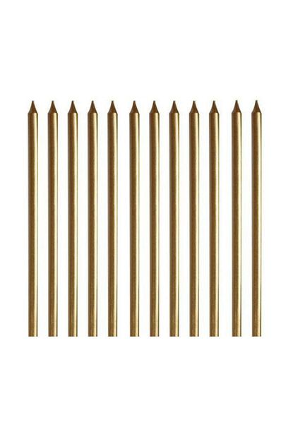 Deniz Yildizi Sanat 12 Adet Gold Altin Sarisi Renkli Uzun Mum Ince Cubuk Pasta Mumu Trendyol