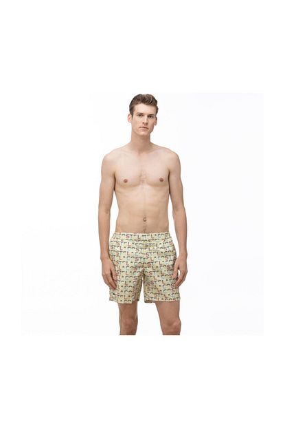 Lacoste Erkek Baskili Sari Sort Mayo Trendyol
