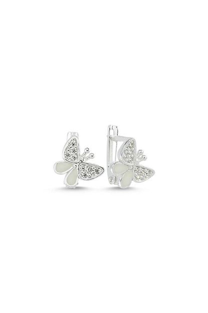 Jelux Silver Kiz Cocuk Kelebek Model Renkli Gumus Kupe Trendyol