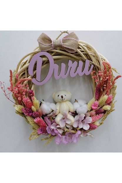 Deneme Zamani Hasir Kuru Cicekli Celenk Kapi Susu Ahsap Duvar Ve Kapi Susu Trendyol