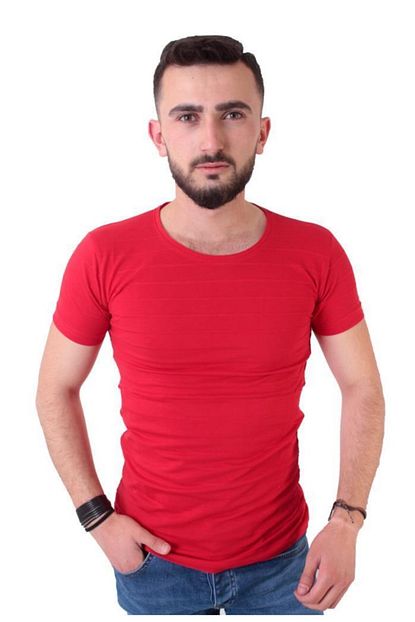 Erkek Tshirt Hot Boom Oval Genis Yaka Stil Salas Tshirt Gri