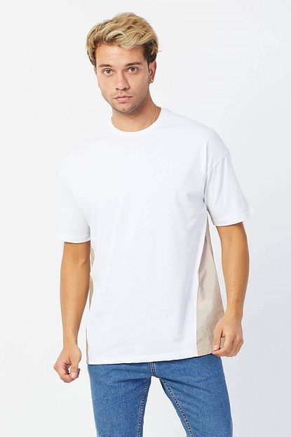 Karpefingo Erkek Sirti Parasut Oversize Beyaz T Shirt Trendyol