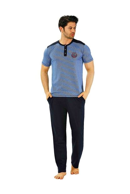 Alimer 100 Pamuk Viskon Kumas Yazlik Erkek Pijama Takimi Trendyol