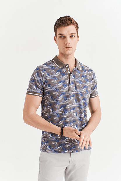 Avva Erkek Vizon Polo Yaka Baskili T Shirt A01y1002 Trendyol