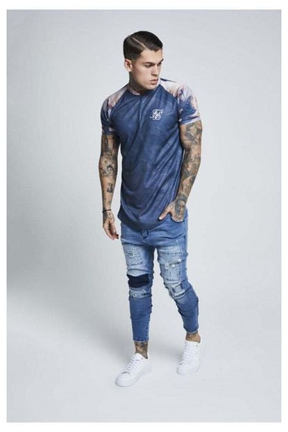 Siksilk Heron Beyzbol Erkek Tisort Deri Mavi Trendyol