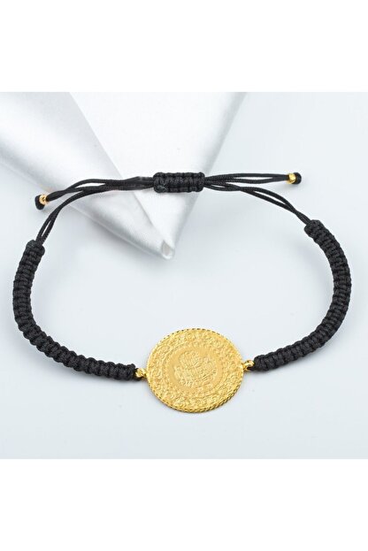 Gunes Kuyumcu Yarim Altin Siyah Orgu Ip Bileklik Trendyol