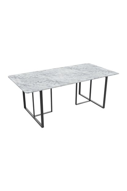 Maksa Lanza Carrara White Mermer Metal Uzeri Mat Siyah Statik Boyali Masa Trendyol