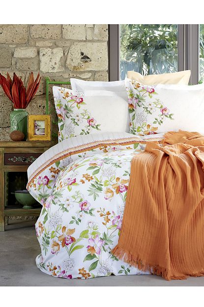 Karaca Home Paradise Oranj Cift Kisilik Jakar Pikeli Nevresim Takimi Trendyol