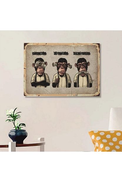 Ferman Hediyelik 3 Maymun Ahsap Retro Poster 17 5x27 5 Cm Trendyol
