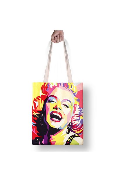 Desenblue Marilyn Monroe Renkli Baskili Yikanabilir Ham Bez Canta Trendyol
