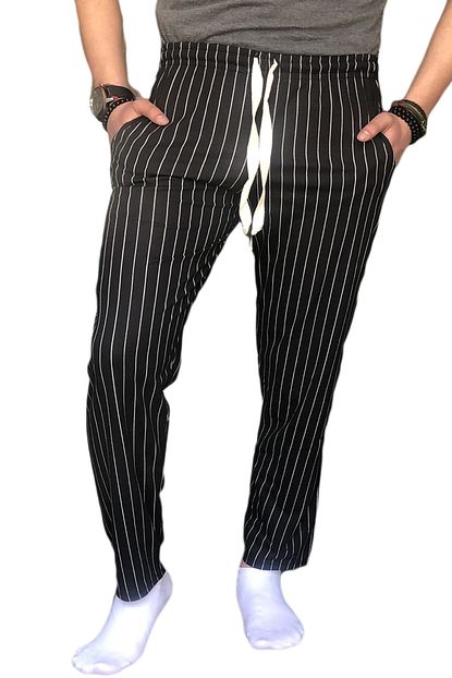 Tampap Erkek Siyah Pamuklu Geometrik Desen Yazlik Pamuklu Uzun Pijama Alti Trendyol