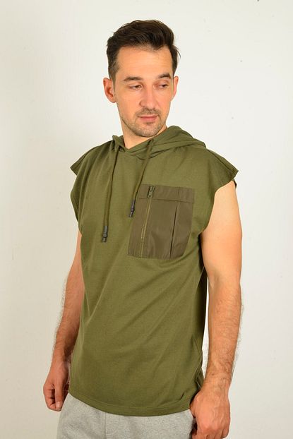Penyem Erkek Haki Kapusonlu Kolsuz T Shirt Trendyol
