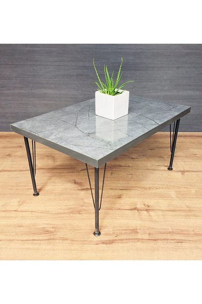 Yirmi15 Metal Antrasit Mermer Desen Dekoratif Orta Sehpa 50x90cm Trendyol